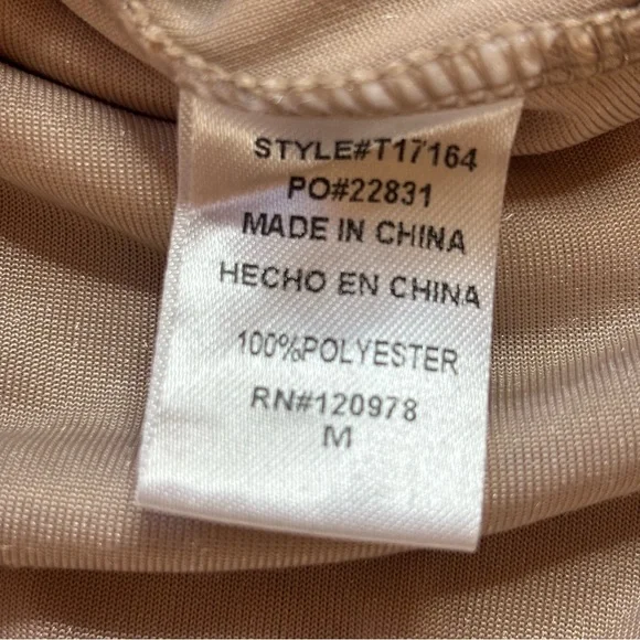 Entro Champagne Crushed Velvet Ruffle Twist Babydoll Top Size M Pleated Peplum - Picture 7 of 11